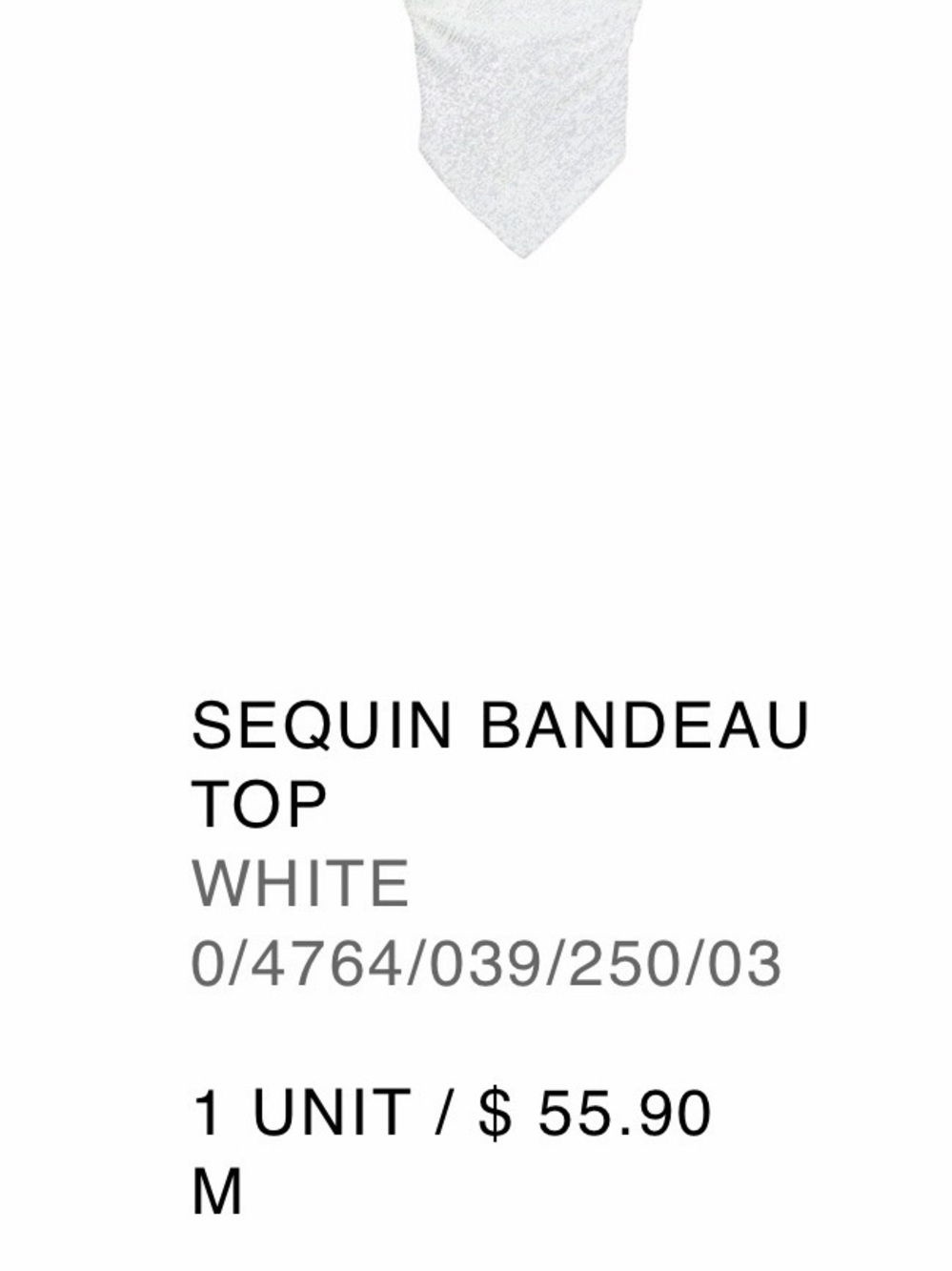 Zara White Sequin Bandeau Top - Picture 1 of 1